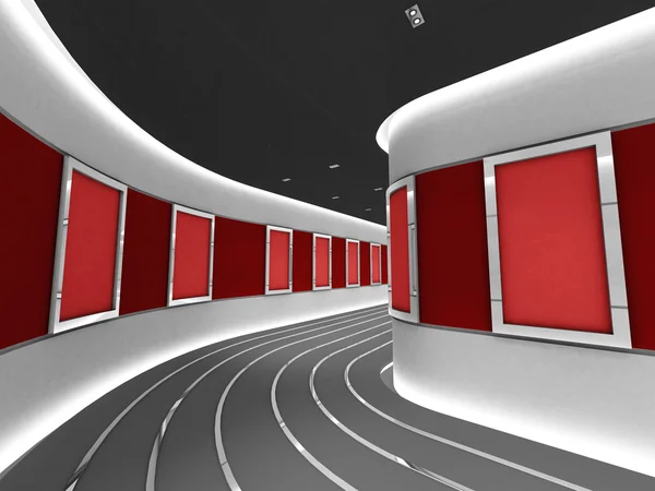 Srebrne ramki w tunelu nowoczesnej galerii — Zdjęcie stockowe