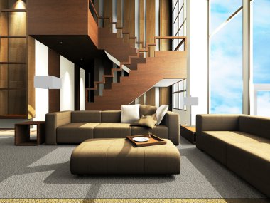 Sofa area of a modern living room clipart