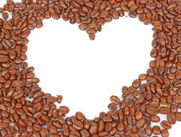 Grãos de café em forma de coração — Fotografia de Stock
