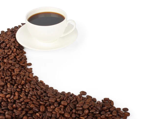 Xícara de café & grãos — Fotografia de Stock