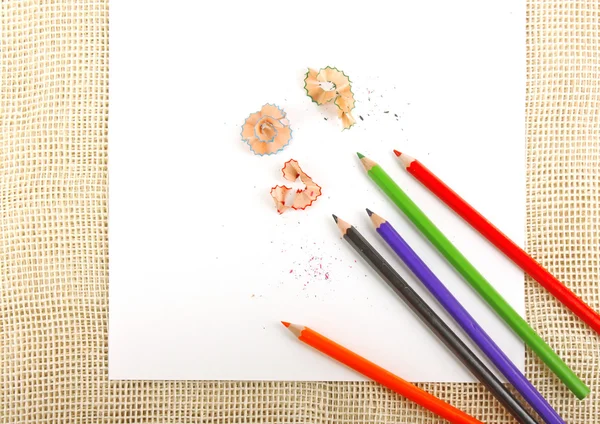 黄麻布の鉛筆と紙 — ストック写真
