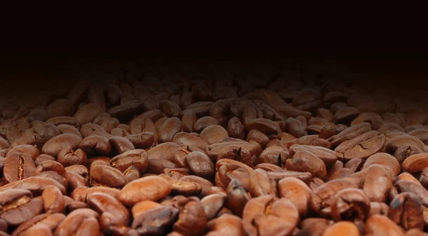 Kávová zrna pozadí ve tmě — Stock fotografie