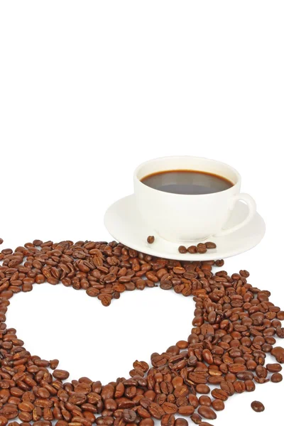 stock image Coffee beans heart & cup