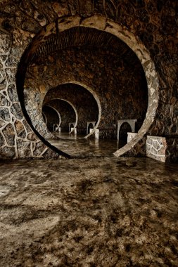 Circular Corridor Made from Stones clipart