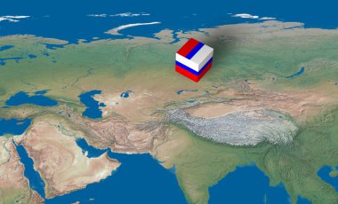 Location of Russia over the map clipart