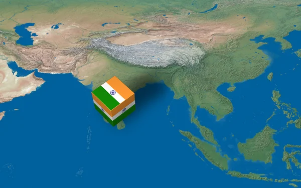 Location of India over the map — Stock Photo, Image
