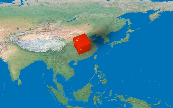 Location of China over the map — Stock Photo, Image