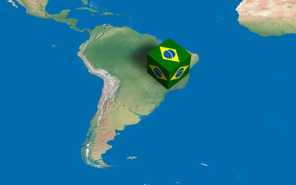 Poloha Brazílie nad mapou — Stock fotografie