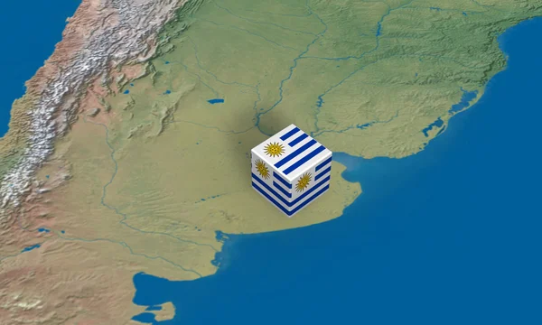 Lage von Uruguay über der Karte — Stockfoto