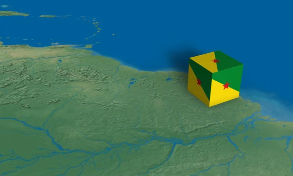 Ubicación de Guayana Francesa en el mapa —  Fotos de Stock