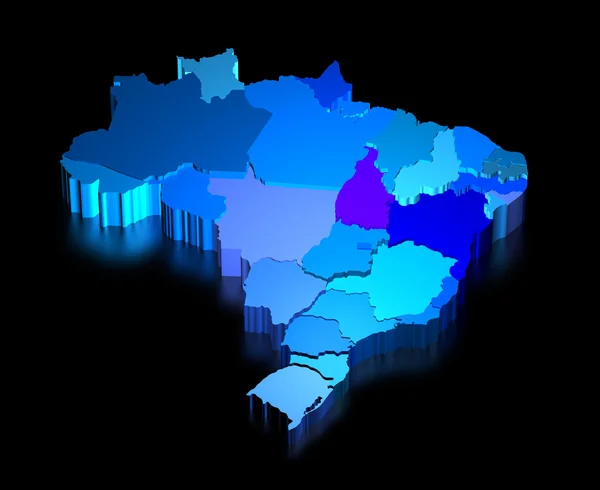 Dreidimensionale Karte von Brasilien mit Staaten — Stockfoto