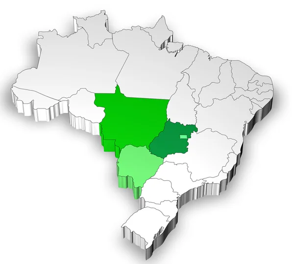Map of Brazil with midwest region — Stock Photo, Image