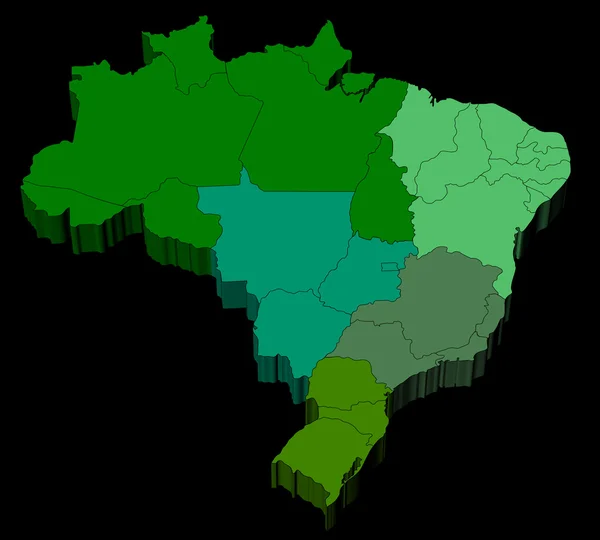 Mappa del Brasile con le divisioni regionali ufficiali — Foto Stock