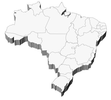 Map of Brazil with states divisions clipart