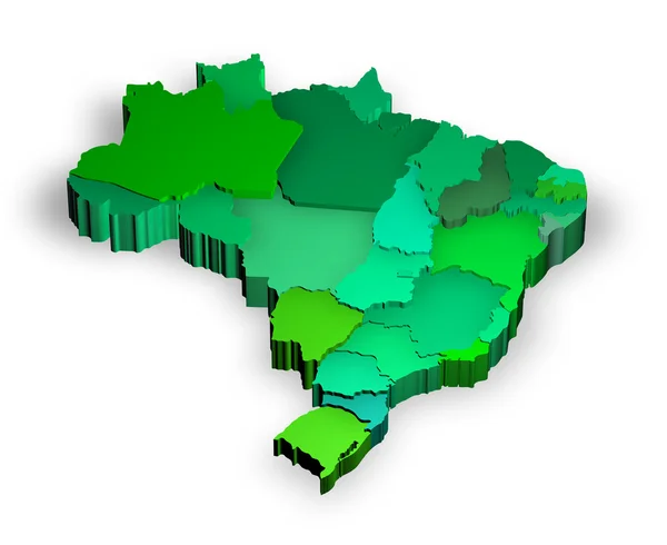 Трехмерная карта Бразилии со штатами — стоковое фото