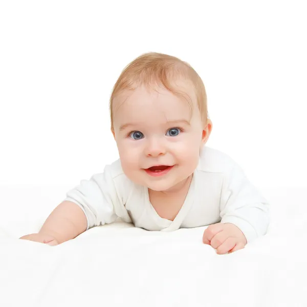 Bambino strisciante su sfondo bianco — Foto Stock