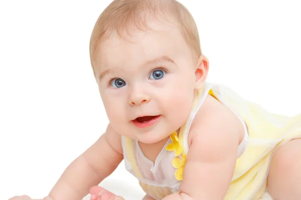 Merangkak bayi di latar belakang putih — Stok Foto
