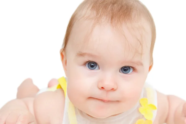 Ανίχνευση μωρό σε άσπρο φόντο — Φωτογραφία Αρχείου