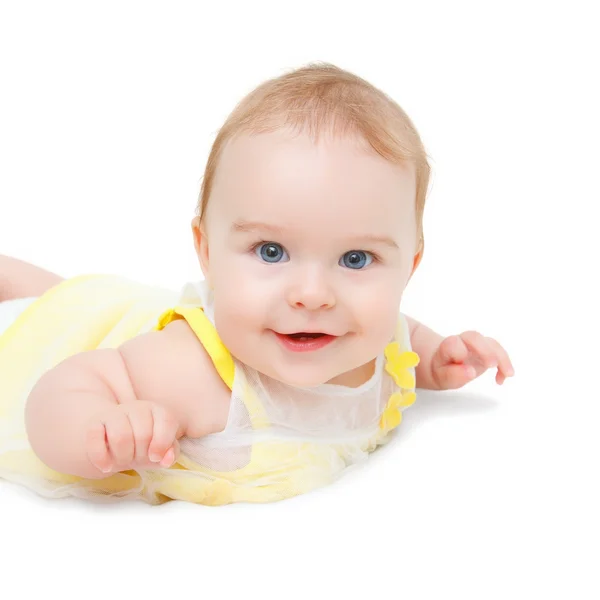 Gatear bebé sobre fondo blanco — Foto de Stock
