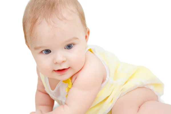 Crawling baby on white background — Stock Photo, Image