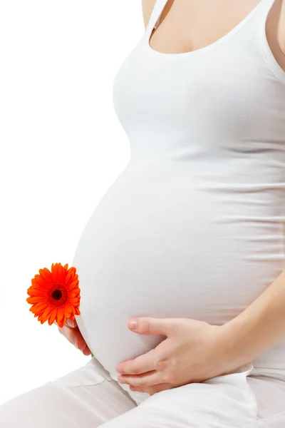 Donna incinta toccando qui pancia — Foto Stock