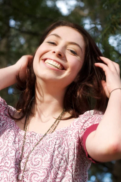 stock image Young girl having fun outdoors