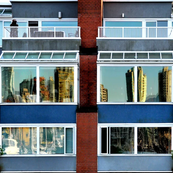 Skyscrapers reflected on windows in Vancouver — Stock Photo, Image
