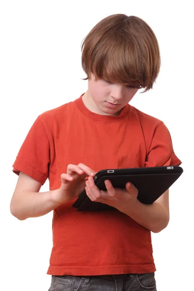 Niño con tableta — Foto de Stock