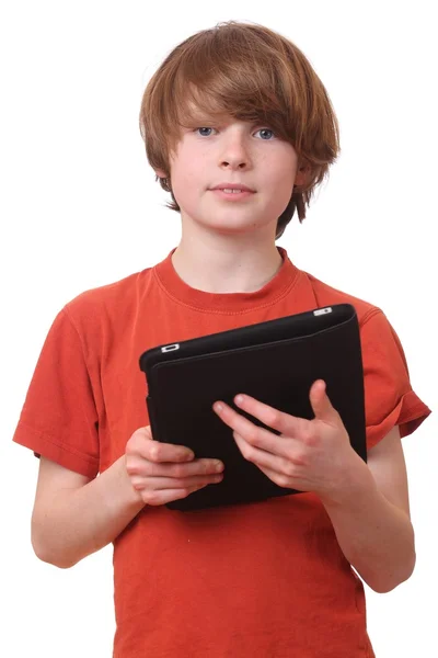 Chlapec s tabletem — Stock fotografie