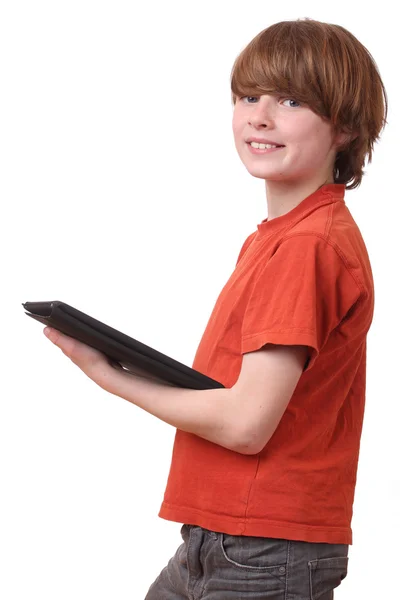 男孩与平板电脑 — 图库照片