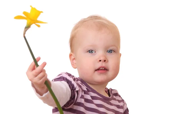 Toddler with flower — Stock Photo, Image