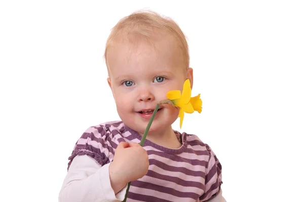 Toddler with flower — Stock Photo, Image