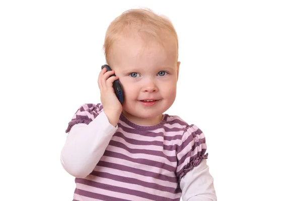 Toddler with phone — Stock Photo, Image