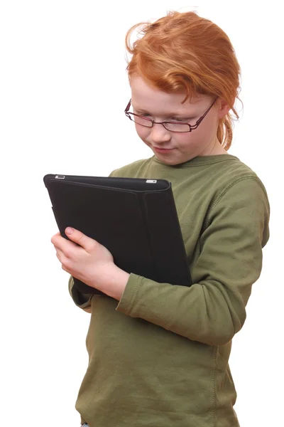 Dziewczyna z komputera typu tablet — Zdjęcie stockowe