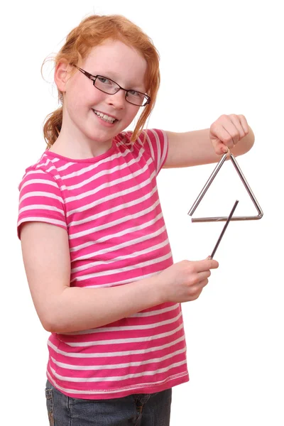 Dívka s trojúhelníkem — Stock fotografie