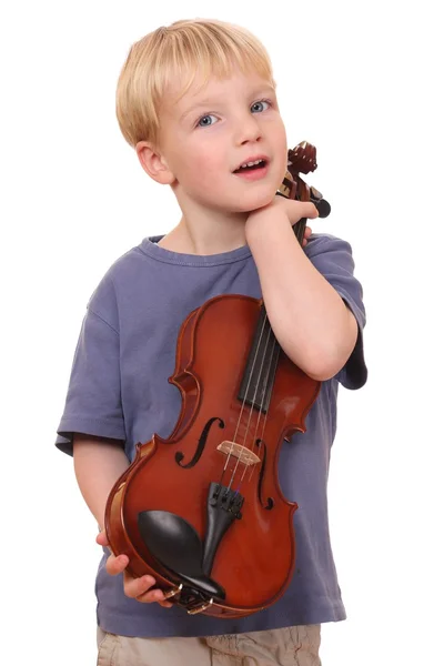 Chłopiec z skrzypce — Zdjęcie stockowe