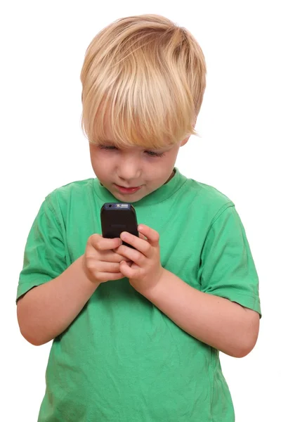 Хлопчик з мобільним телефоном — стокове фото