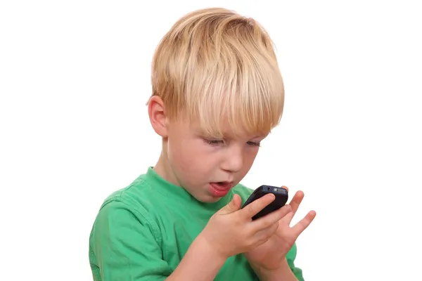 Boy with cell phone — Stock Photo, Image
