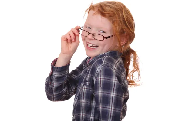 Flicka klädd i glasögon — Stockfoto