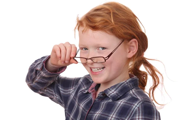 Menina usando óculos — Fotografia de Stock