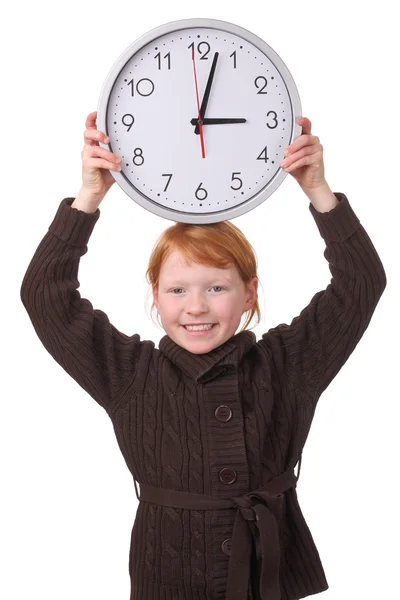 Girl with a clock — Stockfoto