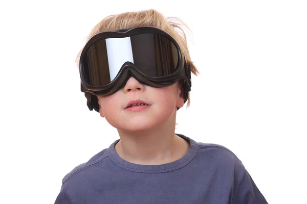 Chlapec s lyžařské brýle — Stock fotografie