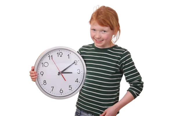 Flicka med en klocka — Stockfoto