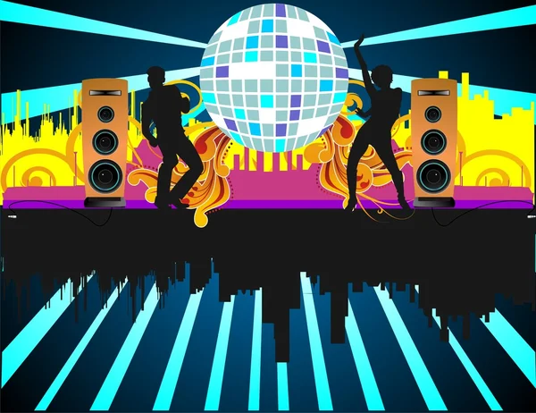 Fiesta con gente bailando — Vector de stock