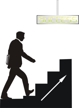 Business man is walking on stears clipart