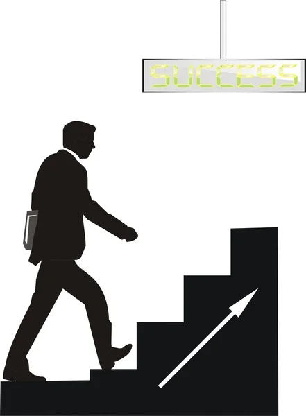Business man is walking on stears — Stock Vector