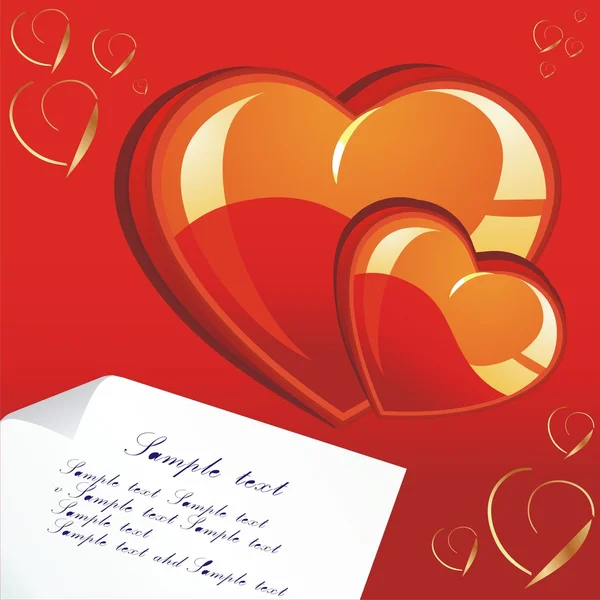 Valentines στολίδι με κόκκινη αγάπη καρδιά διάνυσμα εικονογράφηση — Διανυσματικό Αρχείο