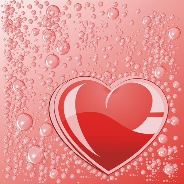 Серце води на червоній поверхні — стоковий вектор