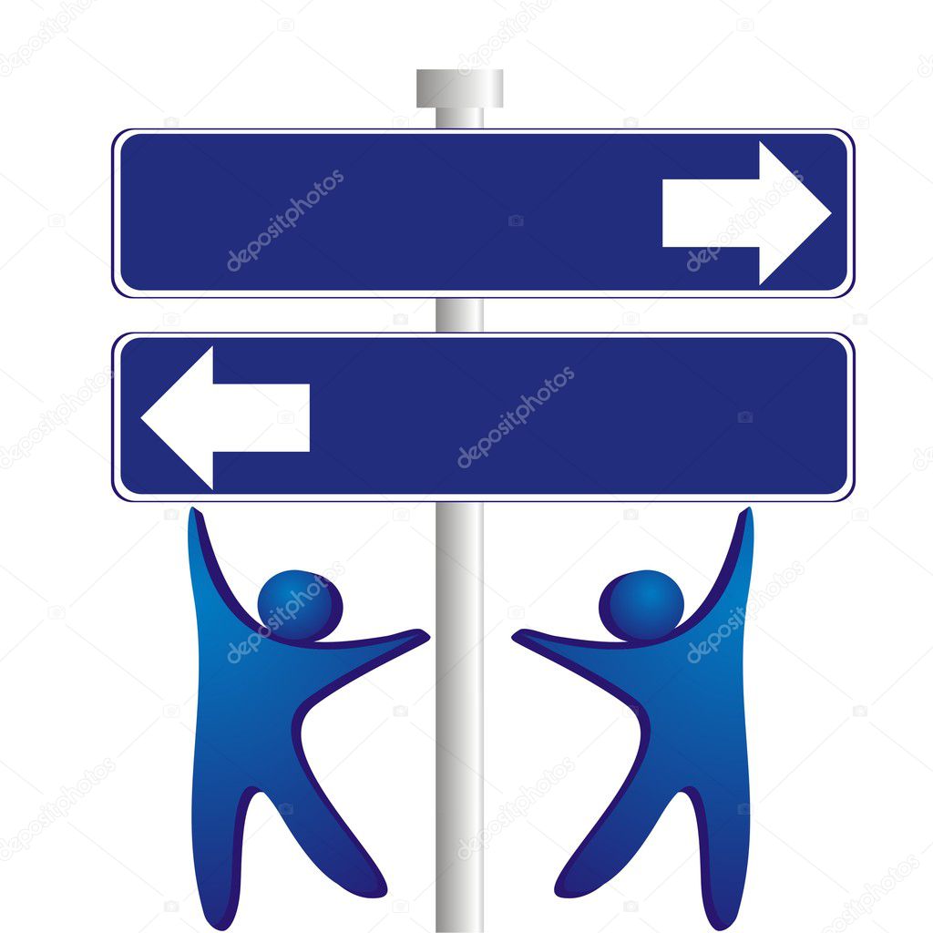 Concept - different direction in business. Object over white