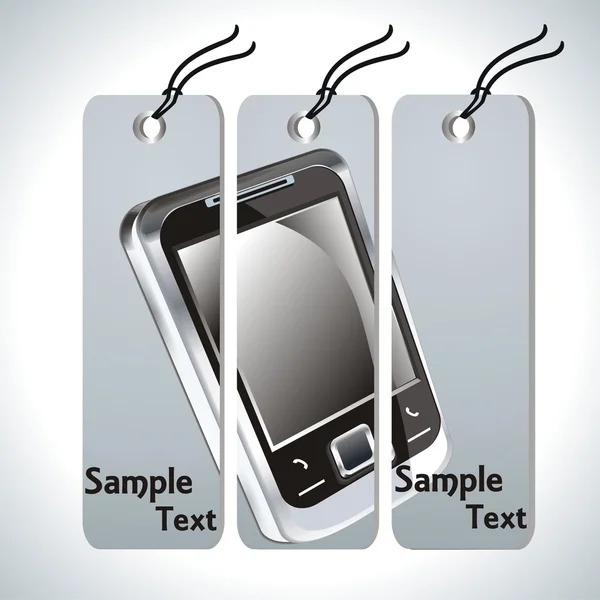 Moderna mobiltelefoner visas i bilden. — Stock vektor